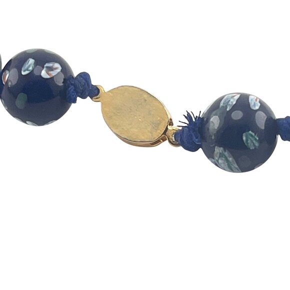 Millefiori Glass Beaded Necklace With Gold-Tone Clasp Statement Elegant - Picture 5 of 10